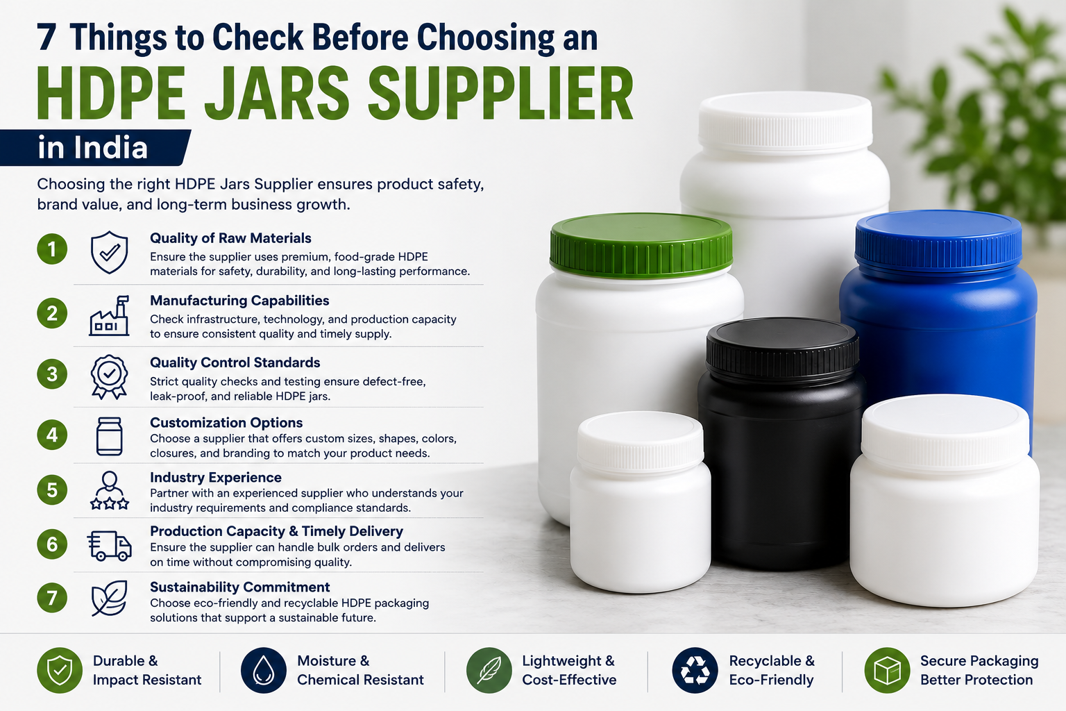 7 Things to Check Before Choosing an HDPE Jars Supplier in India